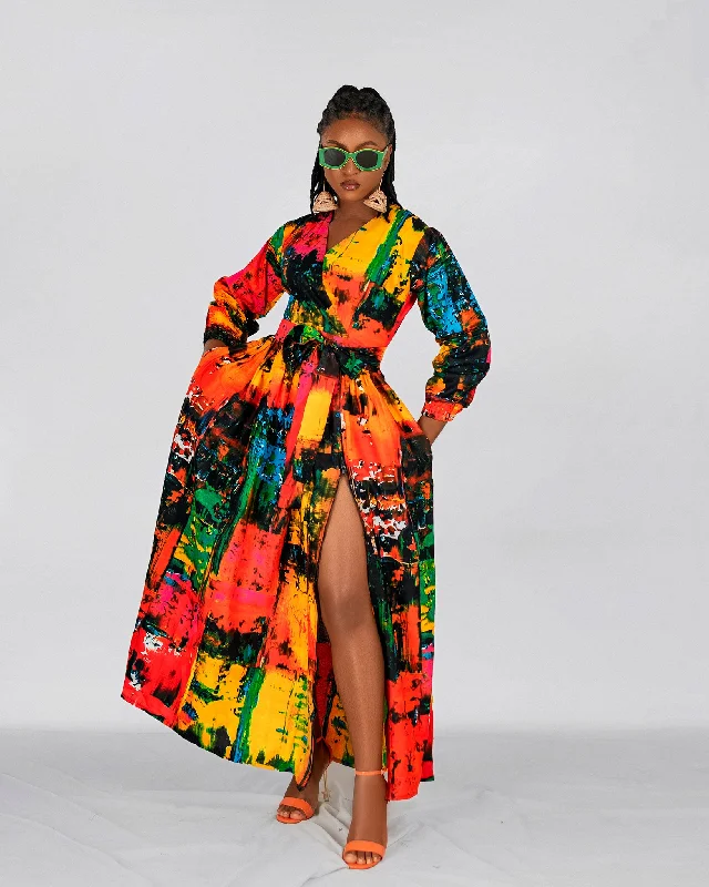 Benny Ankara Maxi Dress | Red and Yellow Multicolor African Print Fashionable Off-Shoulder Maxi Dress Benny Ankara Maxi Dress | Red and Yellow Multicolor African Print Fashionable Off-Shoulder Maxi Dress