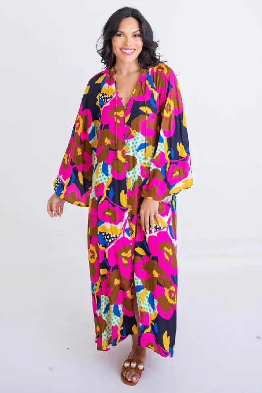 Big Floral Dot Kaftan Maxi Dress Elegant Velvet Maxi Dress