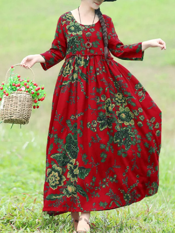 Bohemian Floral Printed Ruffles Pockets Loose Women Maxi Dress Elegant Velvet Maxi Dress Bohemian Floral Printed Ruffles Pockets Loose Women Maxi Dress Elegant Velvet Maxi Dress