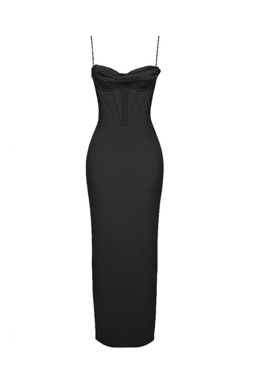 Charmaine Black Corset Maxi Dress by House of CB Comfortable T-Shirt Maxi Dress