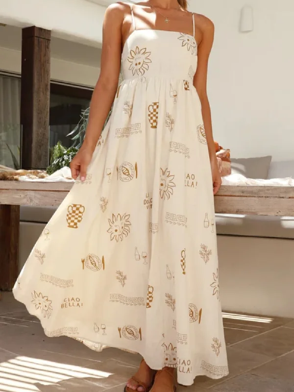 Chill Vibes Open-Back Charming Spaghetti Strap Maxi Dress Trendy A-Line Maxi Dress