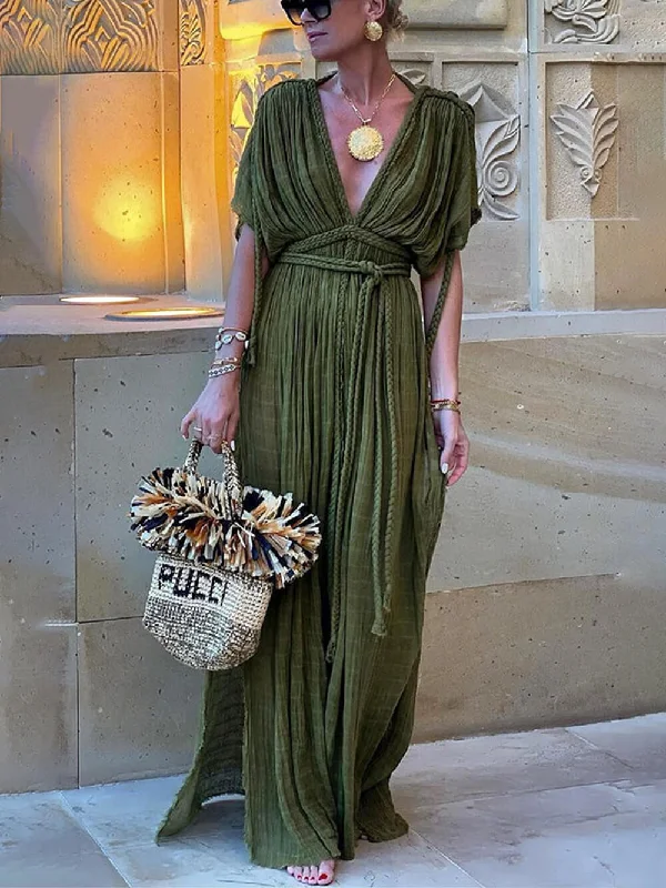 Draped Braids Kimono Cover Graceful Up Slit Maxi Dress Fashionable Chiffon Tiered Maxi Dress Draped Braids Kimono Cover Graceful Up Slit Maxi Dress Fashionable Chiffon Tiered Maxi Dress