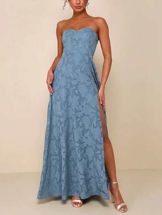 Evening Gown Strapless Slim Graceful Fit Slit Maxi Dress Fashionable Maxi Dress with Fringe Evening Gown Strapless Slim Graceful Fit Slit Maxi Dress Fashionable Maxi Dress with Fringe