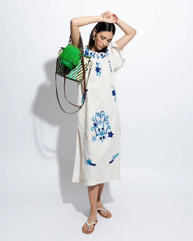 Hand Embroidered Maxi Dress Elegant Maxi Dress with Lace