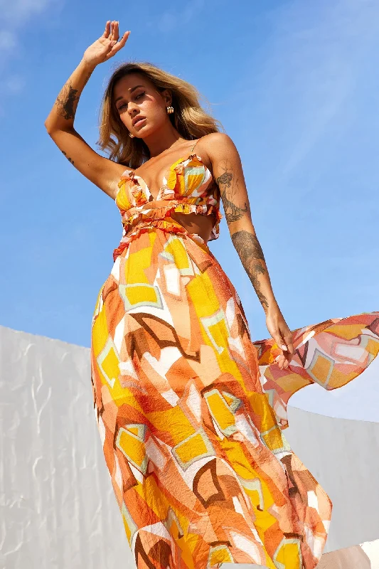 Meanwhile Maxi Dress - Orange Cozy Cold-Shoulder Maxi Dress