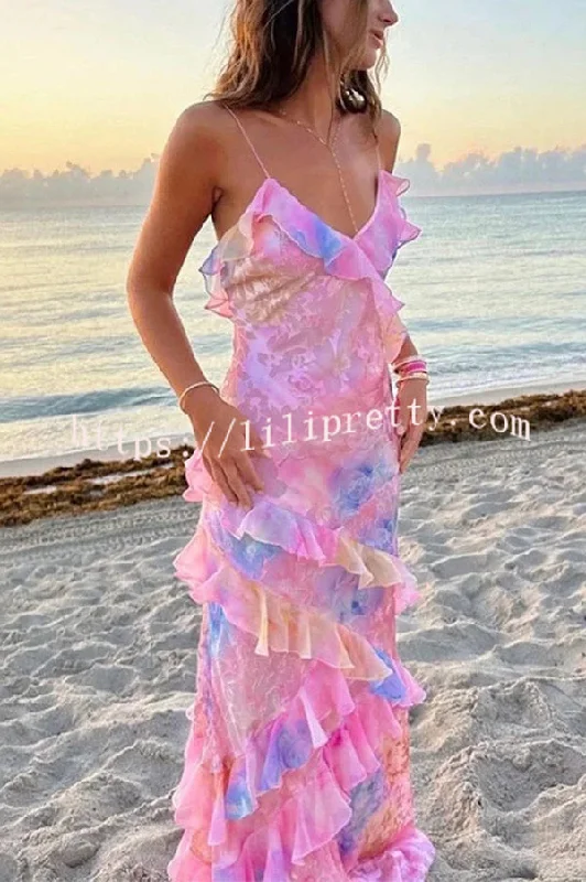 Multicolor Tie-dye Sexy Backless Wave-hem Strap Maxi Dress Stylish Button-Up Maxi Dress Multicolor Tie-dye Sexy Backless Wave-hem Strap Maxi Dress Stylish Button-Up Maxi Dress