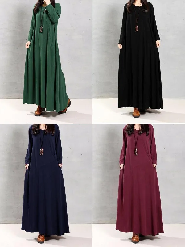 Vintage Cotton O-neck Pure Color Irregular Hem Women Maxi Dress Trendy Satin Maxi Dress Vintage Cotton O-neck Pure Color Irregular Hem Women Maxi Dress Trendy Satin Maxi Dress