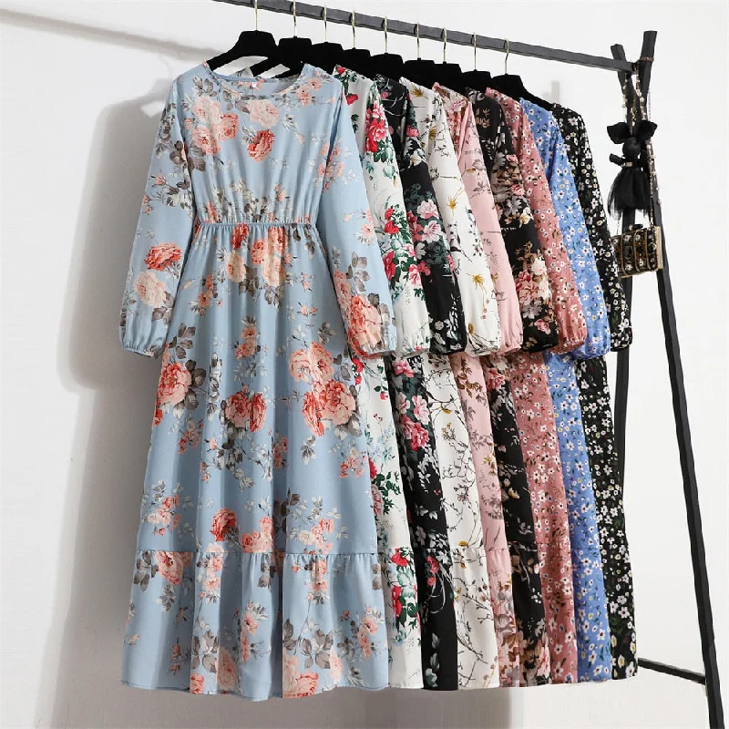 Women Floral Printed Maxi Dresses Spring Summer Casual O Neck Full Sleeve High Waist A Line Boho Beach Party Long Dress Vestidos Trendy V-Neck Maxi Dress Women Floral Printed Maxi Dresses Spring Summer Casual O Neck Full Sleeve High Waist A Line Boho Beach Party Long Dress Vestidos Trendy V-Neck Maxi Dress