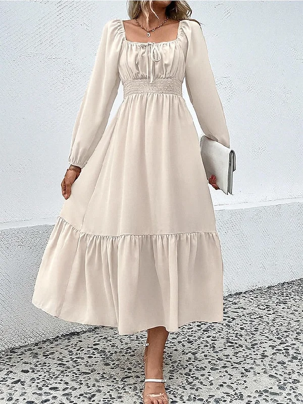 Women's Casual Dress Plain Dress Spring Dress Long Dress Maxi Dress Ruched Drawstring Street Daily Holiday Active Fashion Square Neck Long Sleeve 2023 Regular Fit Apricot Color S M L XL Size Stylish Off-Shoulder Maxi Dress Women's Casual Dress Plain Dress Spring Dress Long Dress Maxi Dress Ruched Drawstring Street Daily Holiday Active Fashion Square Neck Long Sleeve 2023 Regular Fit Apricot Color S M L XL Size Stylish Off-Shoulder Maxi Dress