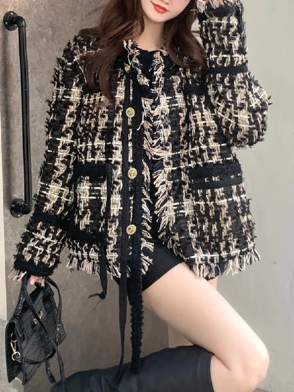 Getadme Winter Tassel Woollen Jacket Women Casual Warm Loose Plaid Korean Style Coat Female Fashion Office Lady Elegant Jackets Y2k Wool Jacket Cashmere Jacket Tweed Jacket Getadme Winter Tassel Woollen Jacket Women Casual Warm Loose Plaid Korean Style Coat Female Fashion Office Lady Elegant Jackets Y2k Wool Jacket Cashmere Jacket Tweed Jacket