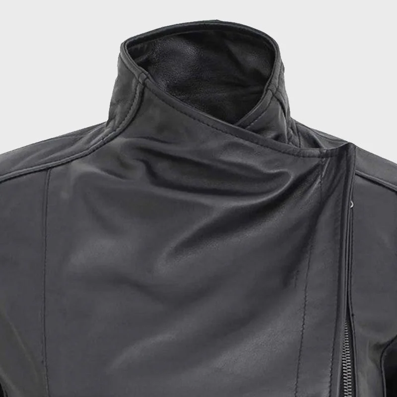 Arezzo Black Slim Fit Leather Motorcycle Style Jacket Toggled Jacket Drawstring Jacket Belted Jacket Arezzo Black Slim Fit Leather Motorcycle Style Jacket Toggled Jacket Drawstring Jacket Belted Jacket