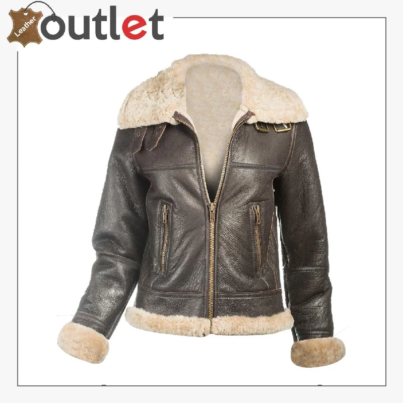 B3 Bomber Sheepskin Women Leather Jacket Nylon Fabric Polyester Fabric Spandex Fabric B3 Bomber Sheepskin Women Leather Jacket Nylon Fabric Polyester Fabric Spandex Fabric