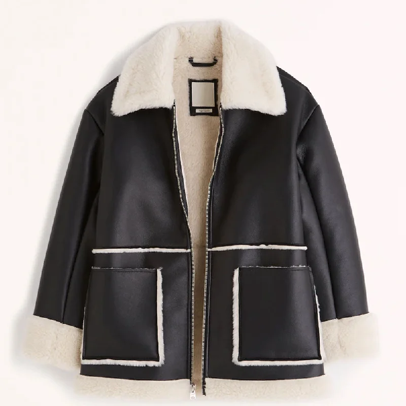 Black B3 RAF Aviator Flight Shearling Leather Jacket For Women Satin Jacket Silk Jacket Chiffon Jacket Black B3 RAF Aviator Flight Shearling Leather Jacket For Women Satin Jacket Silk Jacket Chiffon Jacket