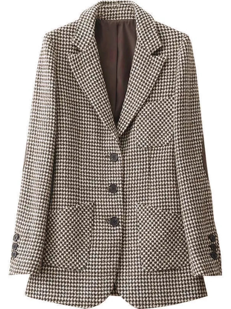 Getadme-Chic Elegant Woman Jacket Autumn New In Korean Fashion Black Coats Oversize Single Breasted Casual Houndstooth Blazer Women Corduroy Jacket Velvet Jacket Brocade Jacket Getadme-Chic Elegant Woman Jacket Autumn New In Korean Fashion Black Coats Oversize Single Breasted Casual Houndstooth Blazer Women Corduroy Jacket Velvet Jacket Brocade Jacket
