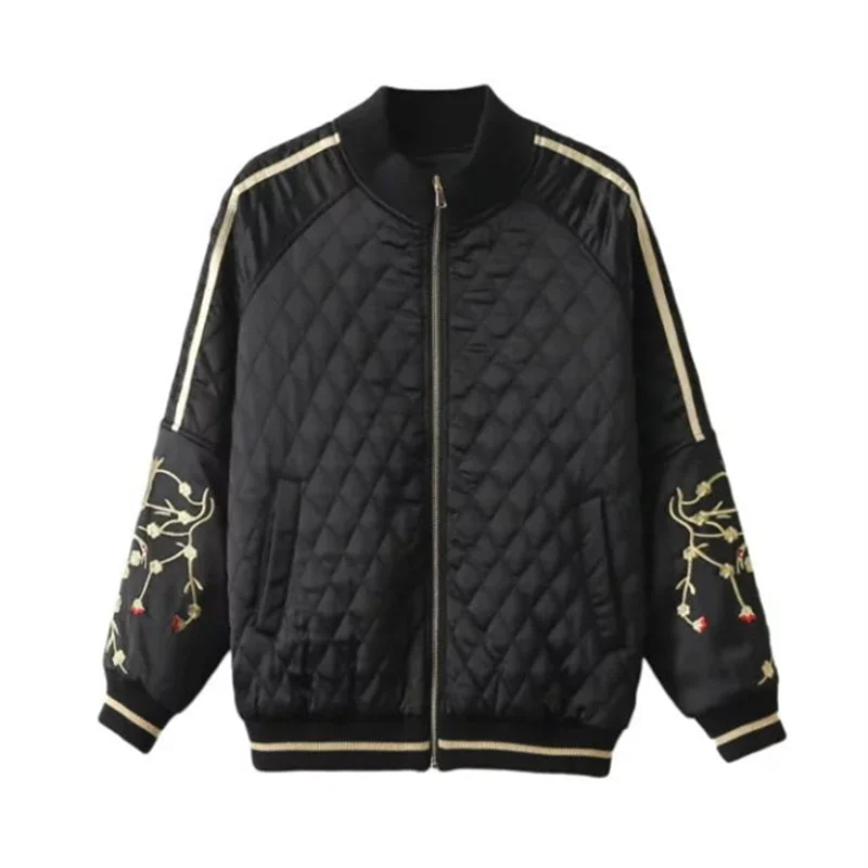 Fashion Embroidered Bomber Jacket Women Basic Coats 2017 Autumn Winter Long Sleeve Chic Outerwear Zipper Warm Coats Print Jacket Jacquard Jacket Patchwork Jacket Fashion Embroidered Bomber Jacket Women Basic Coats 2017 Autumn Winter Long Sleeve Chic Outerwear Zipper Warm Coats Print Jacket Jacquard Jacket Patchwork Jacket