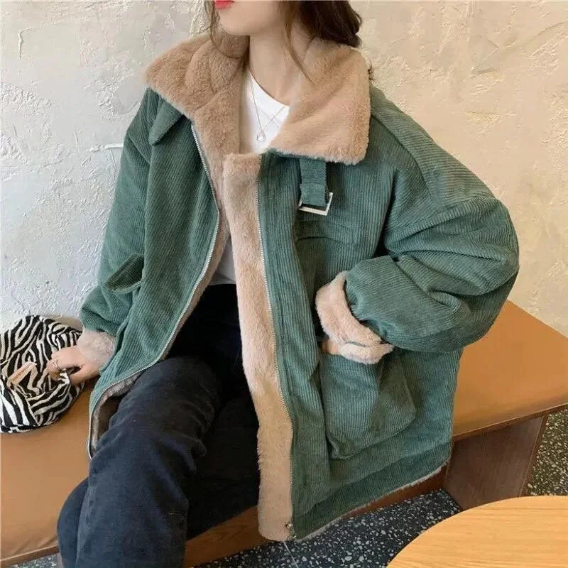 Getadme Biyaby New Autumn Winter Warm Corduroy Jacket Women Casual Loose Thicken Plush Coat Woman Korean Pocket Zipper Lamb Wool Parkas Faux Fur Jacket Real Fur Jacket Shearling Jacket Getadme Biyaby New Autumn Winter Warm Corduroy Jacket Women Casual Loose Thicken Plush Coat Woman Korean Pocket Zipper Lamb Wool Parkas Faux Fur Jacket Real Fur Jacket Shearling Jacket