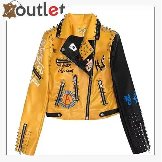 Graffiti Punk Style Biker Leather Jacket Herringbone Jacket Checkered Jacket Solid Jacket Graffiti Punk Style Biker Leather Jacket Herringbone Jacket Checkered Jacket Solid Jacket