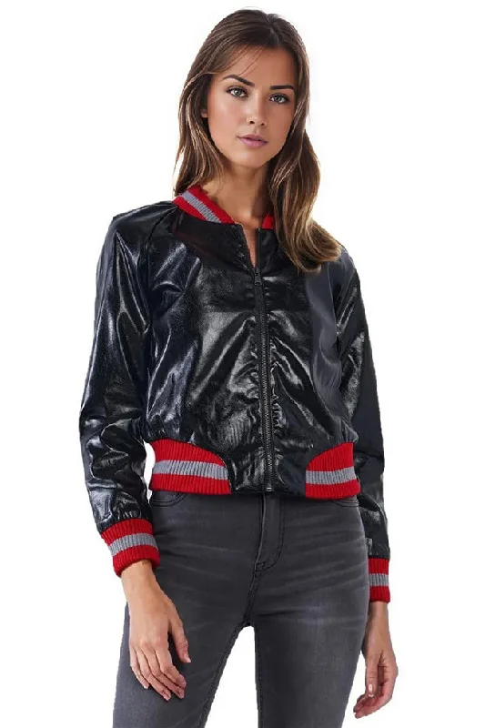 Karlee Womens Stylish Baseball Leather Jacket Lace Jacket Ribbed Jacket Sequined Jacket Karlee Womens Stylish Baseball Leather Jacket Lace Jacket Ribbed Jacket Sequined Jacket
