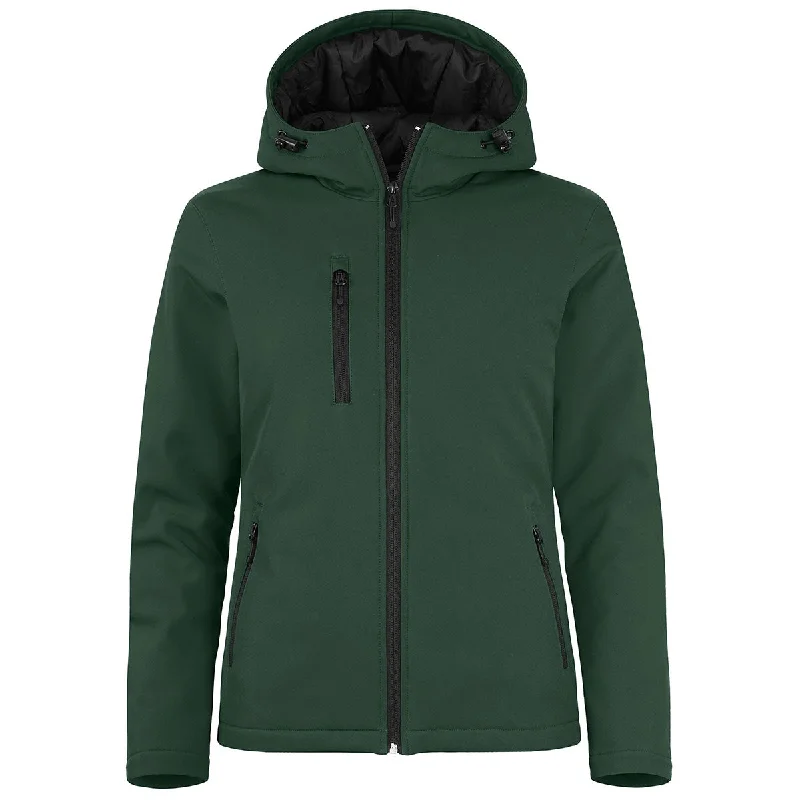 Clique Women's Bottle Green Equinox Insulated Softshell Jacket Welt Pockets Slit Pockets Flap Pockets Clique Women's Bottle Green Equinox Insulated Softshell Jacket Welt Pockets Slit Pockets Flap Pockets