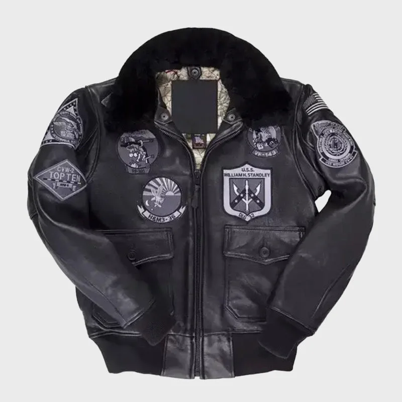 Men’s Black Top Gun Bomber Leather Jacket Nylon Jacket Polyester Jacket Spandex Jacket Men’s Black Top Gun Bomber Leather Jacket Nylon Jacket Polyester Jacket Spandex Jacket