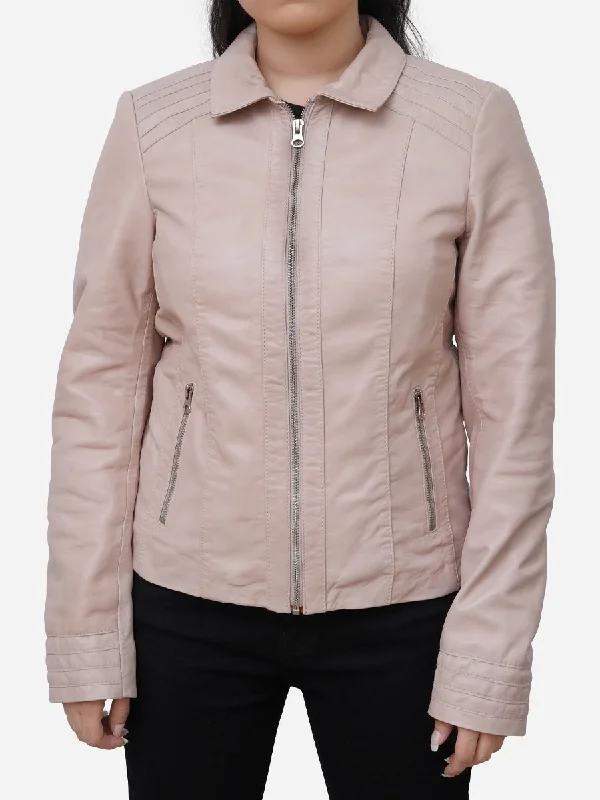 Presley Casual Light Pink Leather Jacket Print Jacket Jacquard Jacket Embroidered Jacket Presley Casual Light Pink Leather Jacket Print Jacket Jacquard Jacket Embroidered Jacket