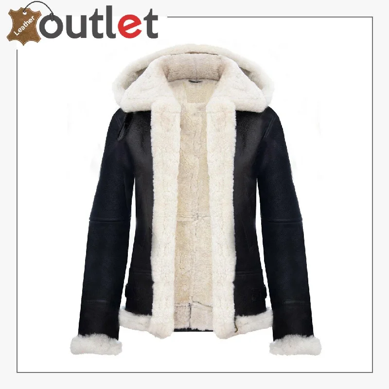 RAF Aviator Pilot Womens Hooded Sheepskin Jacket B3 Flying Leather Jacket Collared Jacket Crew Neck Jacket Turtle Neck Jacket RAF Aviator Pilot Womens Hooded Sheepskin Jacket B3 Flying Leather Jacket Collared Jacket Crew Neck Jacket Turtle Neck Jacket
