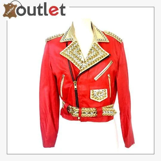 Studded Crystal Embellished Vintage Leather Jacket Satin Fabric Silk Fabric Chiffon Fabric Studded Crystal Embellished Vintage Leather Jacket Satin Fabric Silk Fabric Chiffon Fabric