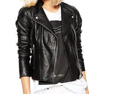 Super Black Women Biker Leather Jackets Nylon Fabric Polyester Fabric Spandex Fabric Super Black Women Biker Leather Jackets Nylon Fabric Polyester Fabric Spandex Fabric