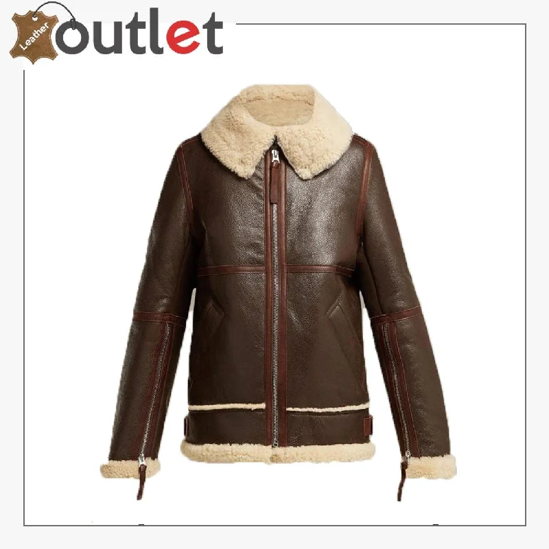 Women Coffee Brown Shearling Leather Jacket Striped Jacket Polka Dot Jacket Floral Jacket Women Coffee Brown Shearling Leather Jacket Striped Jacket Polka Dot Jacket Floral Jacket