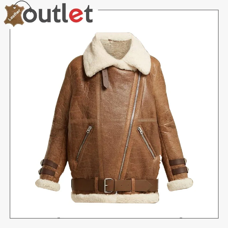 Women Light Brown Shearling Leather Jacket Fitted Jacket Loose Jacket Oversized Jacket Women Light Brown Shearling Leather Jacket Fitted Jacket Loose Jacket Oversized Jacket