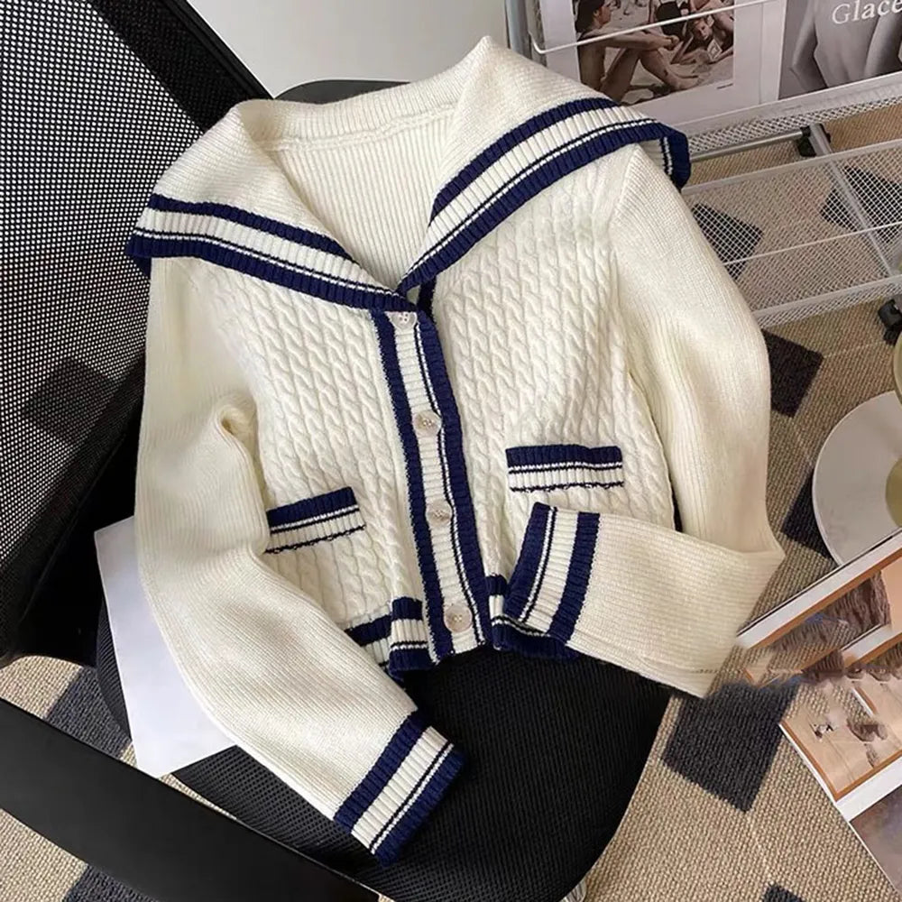 Getadme Women Preppy Style Sweater Cardigan Autumn Winter White Sailor Collar Knitted Coat Casual Loose Long-Sleeved Warm Jacket Satin Jacket Silk Jacket Chiffon Jacket Getadme Women Preppy Style Sweater Cardigan Autumn Winter White Sailor Collar Knitted Coat Casual Loose Long-Sleeved Warm Jacket Satin Jacket Silk Jacket Chiffon Jacket