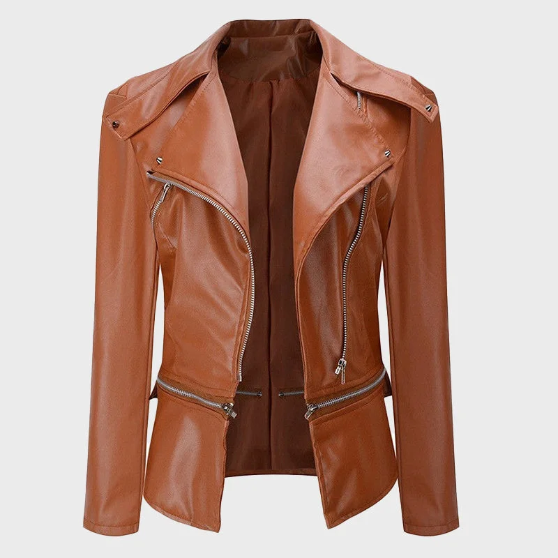 Women’s Real Leather Short Fashion Biker Jacket Insulated Jacket Fitted Jacket Loose Jacket Women’s Real Leather Short Fashion Biker Jacket Insulated Jacket Fitted Jacket Loose Jacket