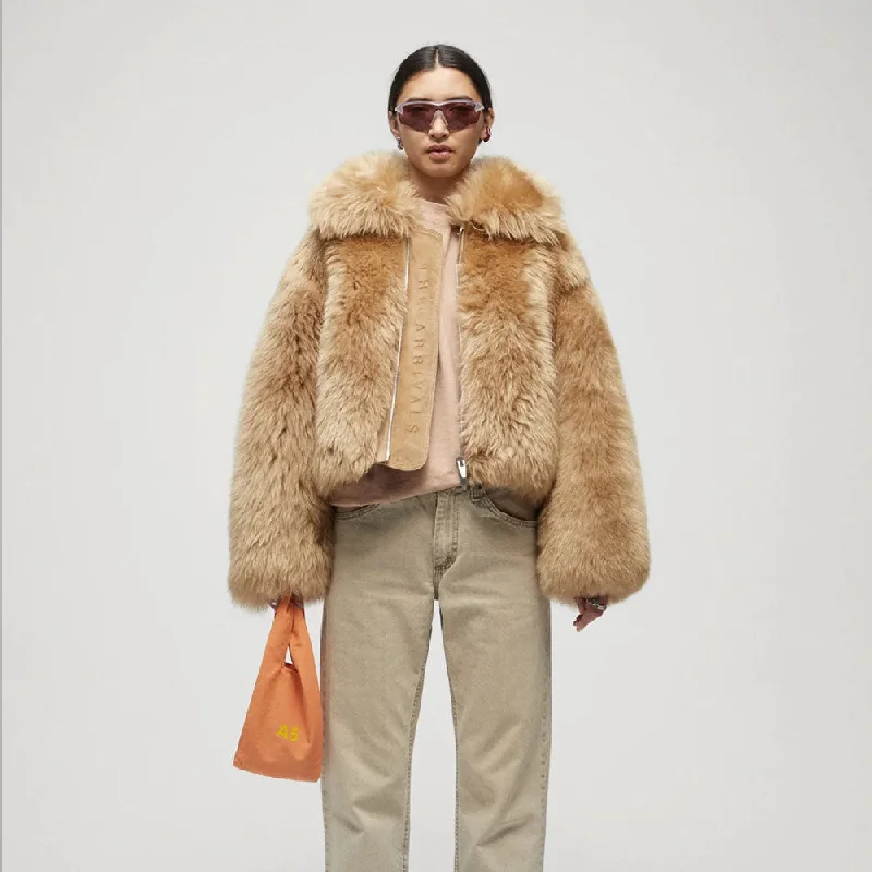 Womens Brown Winter New Shearling Leather Jacket Lace Jacket Ribbed Jacket Sequined Jacket Womens Brown Winter New Shearling Leather Jacket Lace Jacket Ribbed Jacket Sequined Jacket