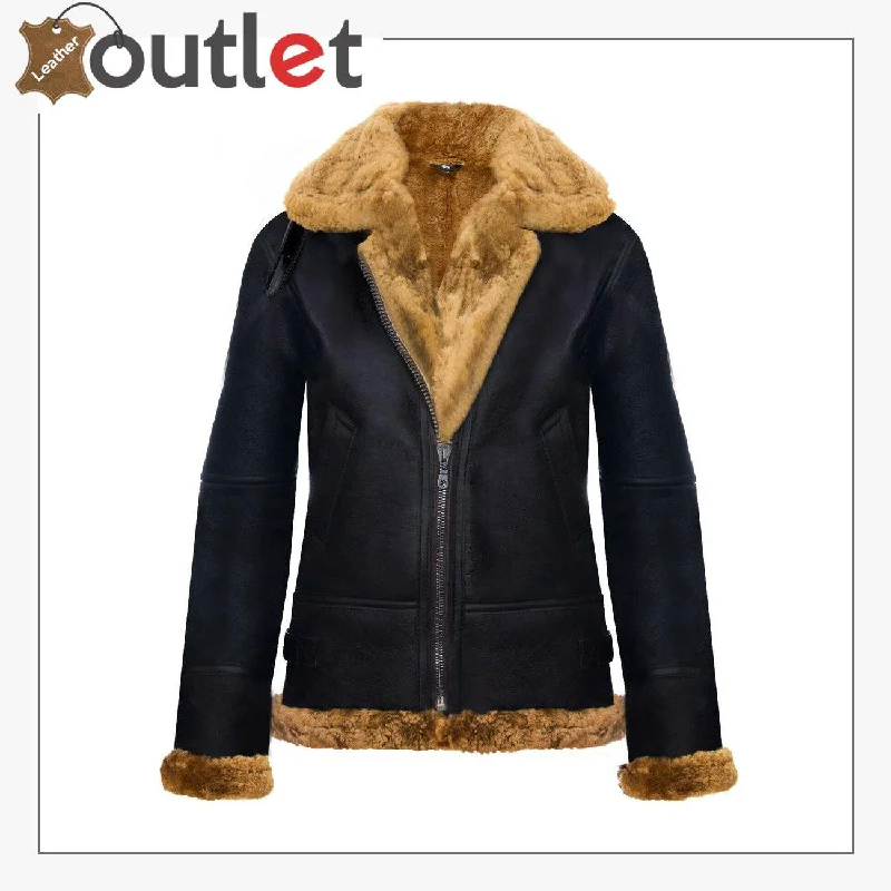 Womens Hooded Sheepskin Jacket B3 Flying Leather Jacket Belted Jacket Elasticated Jacket Padded Jacket Womens Hooded Sheepskin Jacket B3 Flying Leather Jacket Belted Jacket Elasticated Jacket Padded Jacket