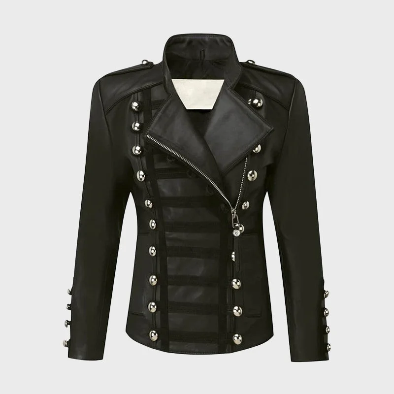 Women's Napoleon Black Biker Sheepskin Leather Jacket Mesh Jacket Canvas Jacket Denim Jacket Women's Napoleon Black Biker Sheepskin Leather Jacket Mesh Jacket Canvas Jacket Denim Jacket