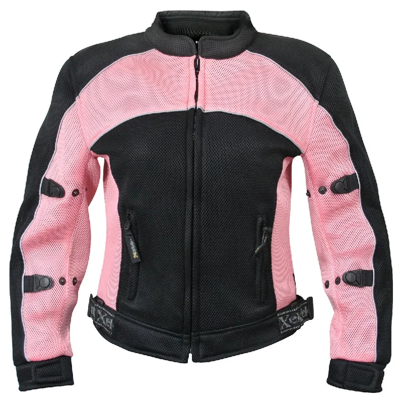Xelement CF508 Women's 'Guardian' Black and Pink Mesh Jacket with X-Armor Protection Striped Jacket Polka Dot Jacket Floral Jacket Xelement CF508 Women's 'Guardian' Black and Pink Mesh Jacket with X-Armor Protection Striped Jacket Polka Dot Jacket Floral Jacket