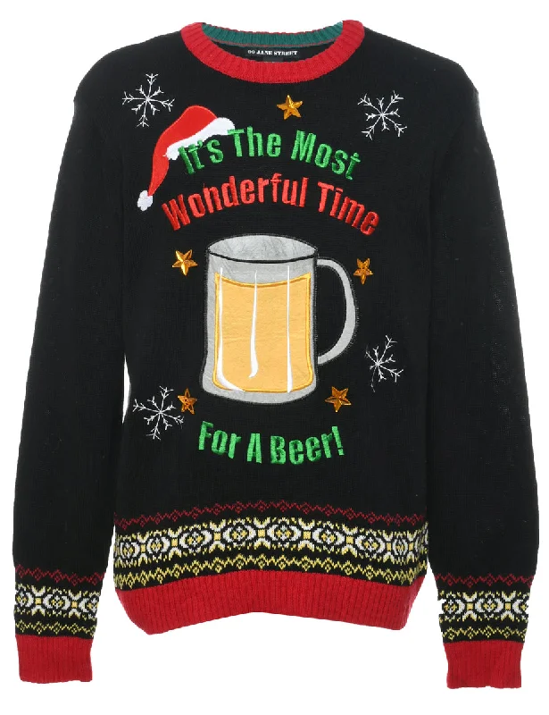 Festive Season Christmas Jumper - L Sequined Glittery Shiny