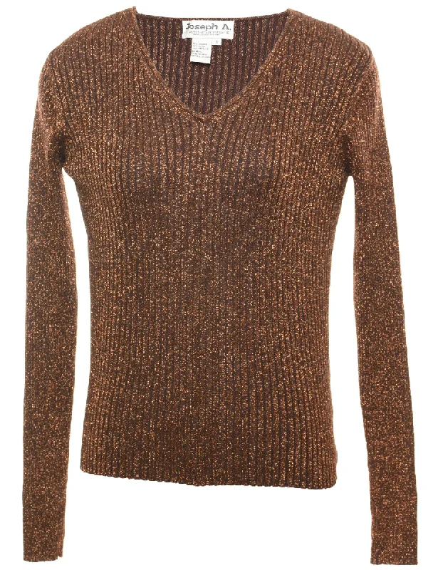 Lurex Thread Pattern Jumper - S Real Fur Shearling Chenille