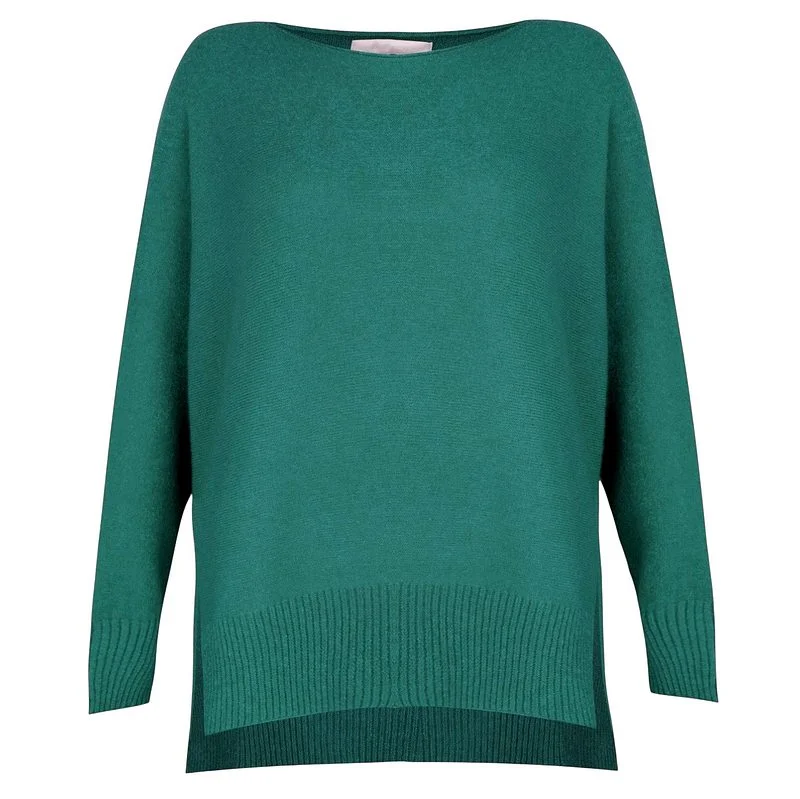 Marley Round Neck Easy Fit Jumper in Petrol Jersey Fabric Tulle Fabric Batik Fabric