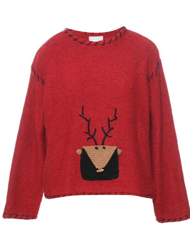 Red Christmas Jumper - S Spandex Blend Rayon Blend Denim Blend