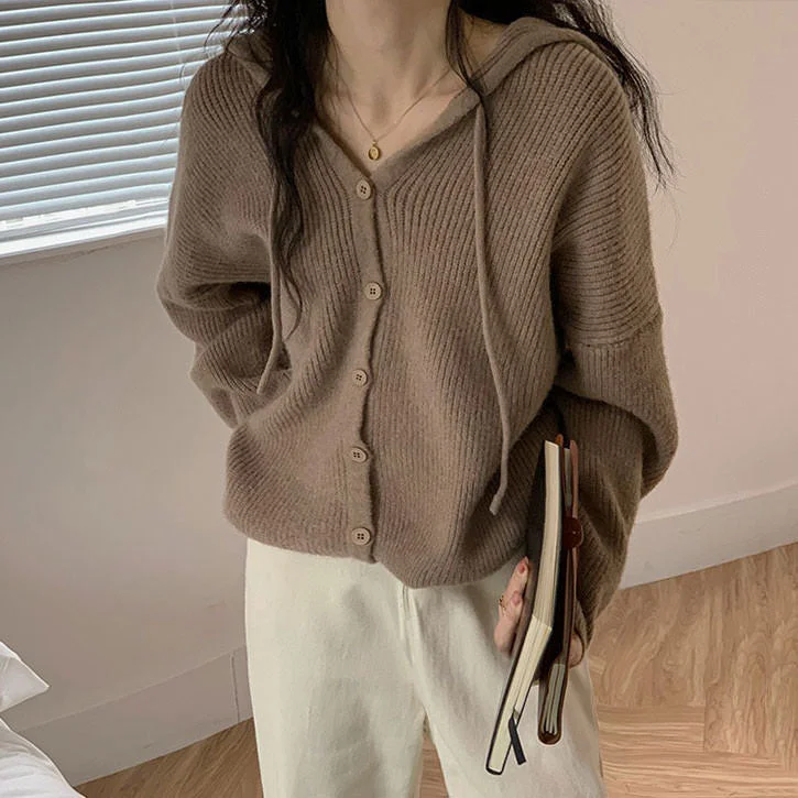 Local Coffee Shop Knit Hoodie Hoodie with Cropped Fit Short Trendy