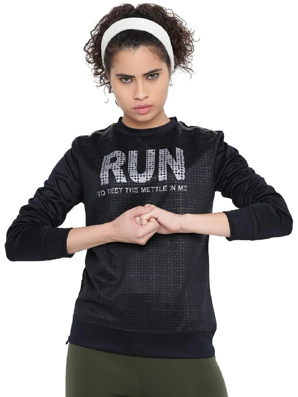 Alcis Women Black Printed Sweatshirt 237WSS078 Hoodie with Print Artistic Unique