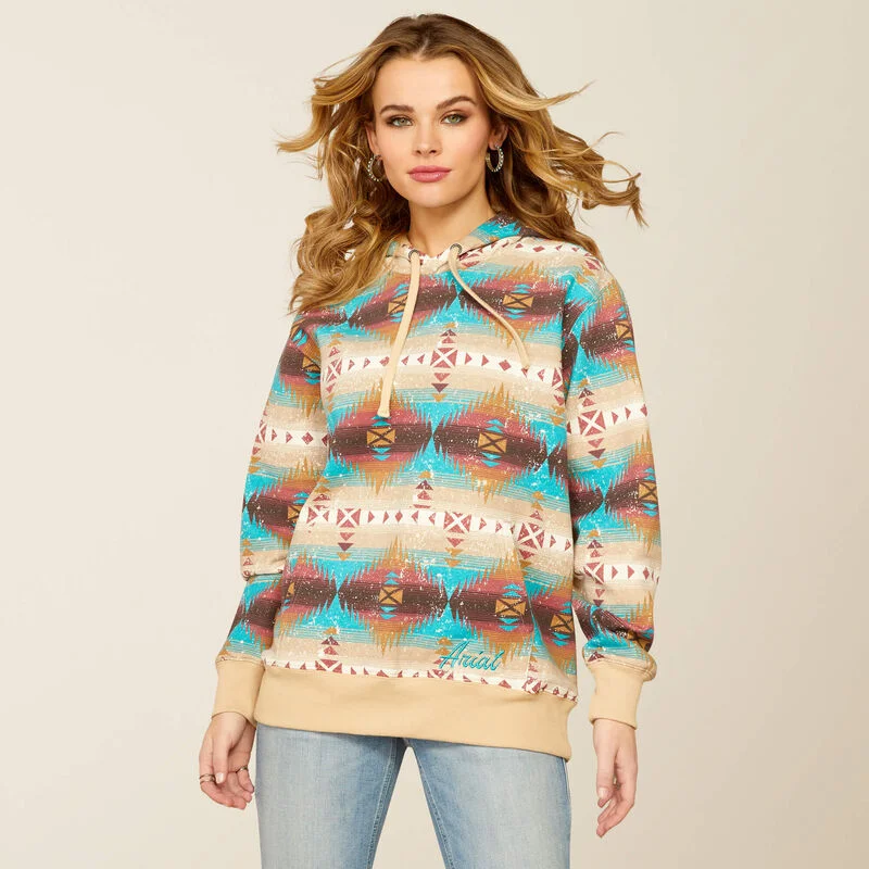 Ariat Women's Lunas Hoodie in Serrano Southwest Hoodie with Bell Sleeves Flared Feminine