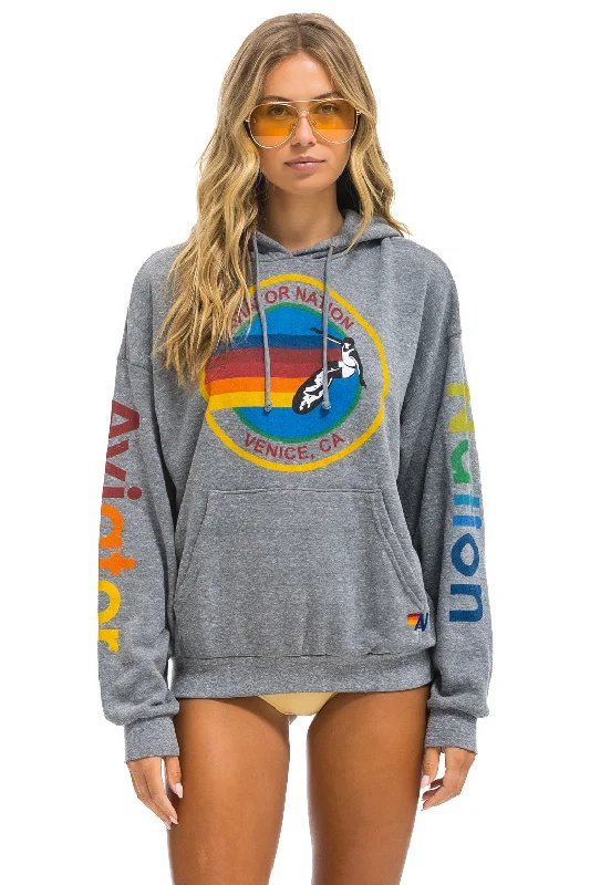 AVIATOR NATION RELAXED PULLOVER HOODIE - HEATHER GREY Hoodie with Pattern Geometric Abstract AVIATOR NATION RELAXED PULLOVER HOODIE - HEATHER GREY Hoodie with Pattern Geometric Abstract