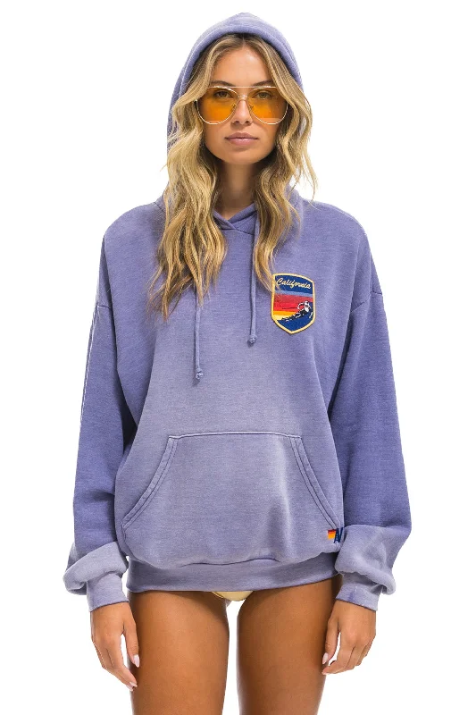 CALIFORNIA SKIER PATCH PULLOVER RELAXED HOODIE - FADED GRAPE Hoodie with Cuffed Sleeves Snug Secure CALIFORNIA SKIER PATCH PULLOVER RELAXED HOODIE - FADED GRAPE Hoodie with Cuffed Sleeves Snug Secure