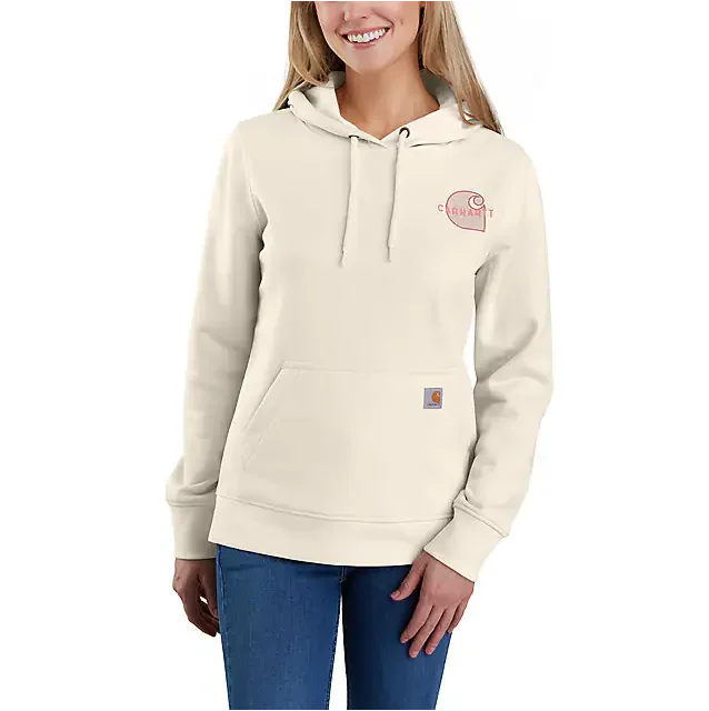 Women's Rain Defender Relaxed Fit Midweight Chest Graphic Sweatshirt Hoodie with Sequins Glamorous Eye-catching