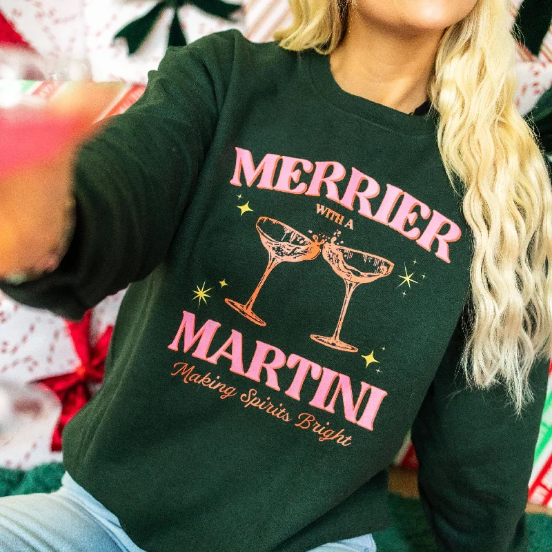 Merrier with a Martini Sweatshirt Hoodie with Gradient Ombre Colorful
