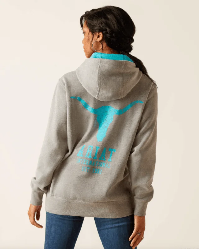 Ariat Women's Heather Grey Equipment Graphic Hoodie 10048637 Oversized Hoodie Comfort Casual Ariat Women's Heather Grey Equipment Graphic Hoodie 10048637 Oversized Hoodie Comfort Casual