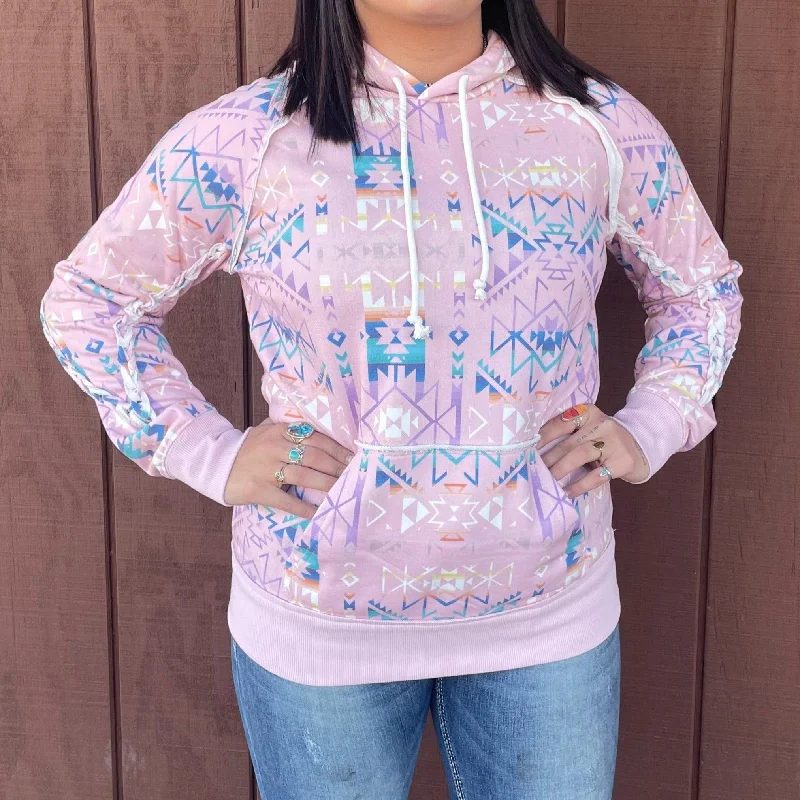 Hooey Women's Pink Aztec Hoodie HH1246PKAZ Hoodie with Neon Bright Vibrant