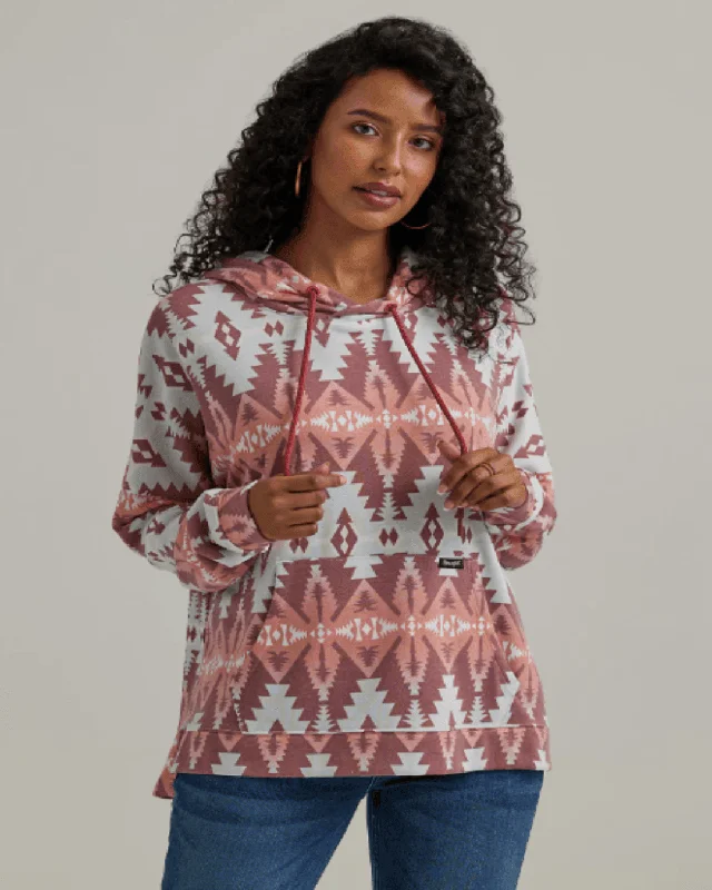 Wrangler Retro Women's Red Geo Relaxed Pullover Hoodie 112344654 Hoodie with Front Slit Layering Stylish Wrangler Retro Women's Red Geo Relaxed Pullover Hoodie 112344654 Hoodie with Front Slit Layering Stylish